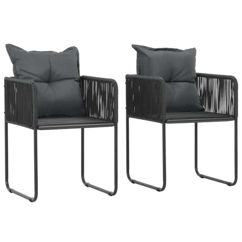 Outdoor Chairs 2 pcs with Pillows Poly Rattan Black Payday Deals