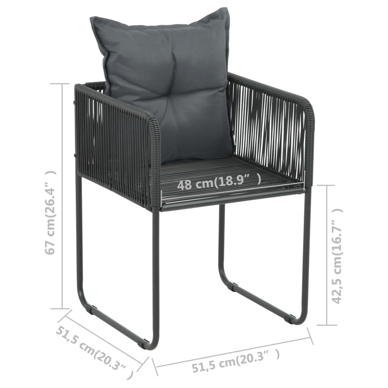 Outdoor Chairs 2 pcs with Pillows Poly Rattan Black Payday Deals