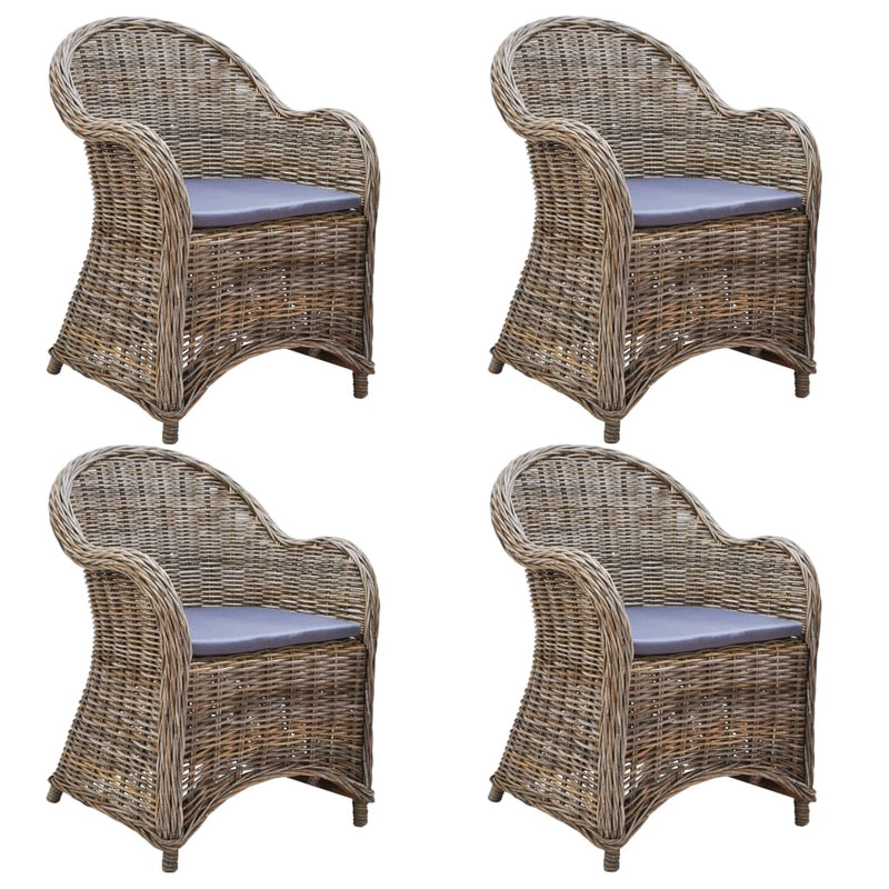 Outdoor Chairs 4 pcs with Cushions Natural Rattan Payday Deals