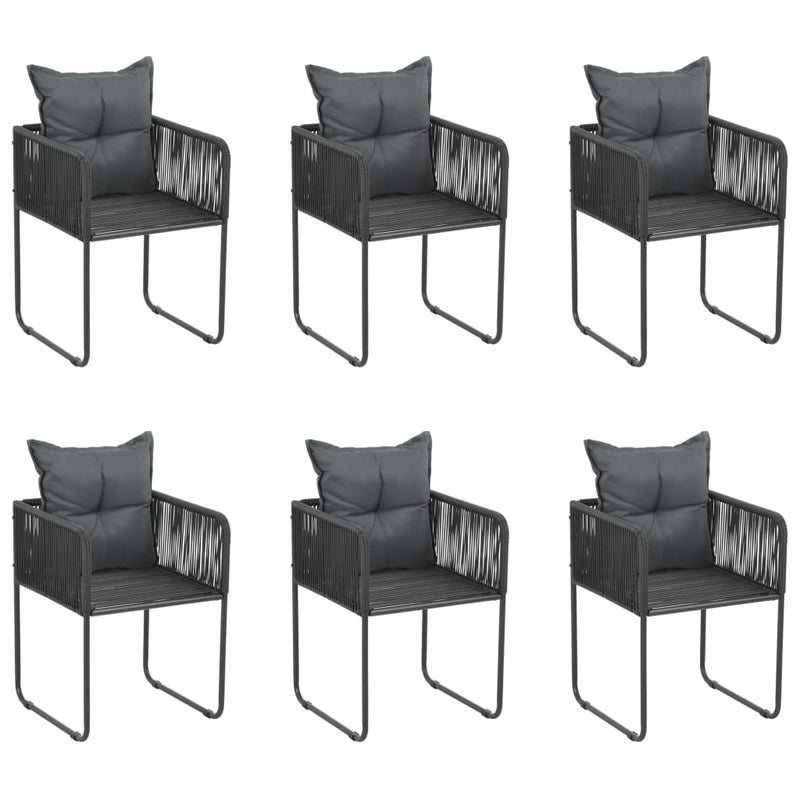 Outdoor Chairs 6 pcs with Pillows Poly Rattan Black Payday Deals