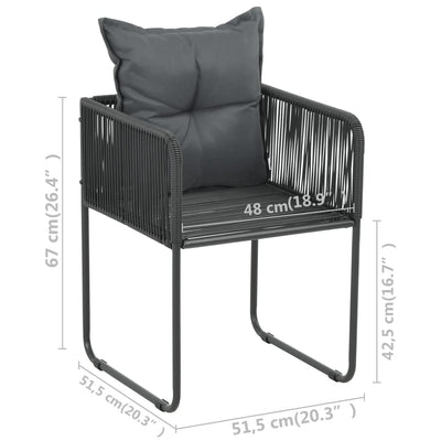 Outdoor Chairs 6 pcs with Pillows Poly Rattan Black Payday Deals