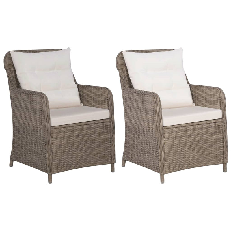 Outdoor Chairs with Cushions 2 pcs Poly Rattan Brown Payday Deals