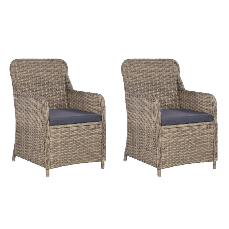 Outdoor Chairs with Cushions 2 pcs Poly Rattan Brown Payday Deals