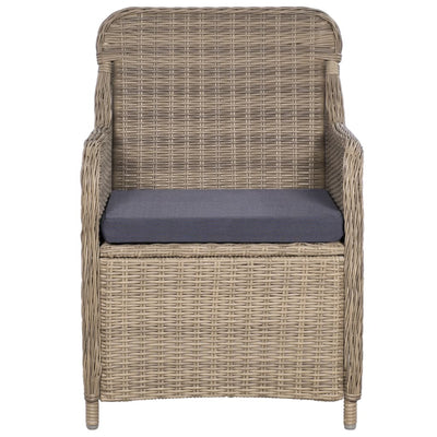 Outdoor Chairs with Cushions 2 pcs Poly Rattan Brown Payday Deals