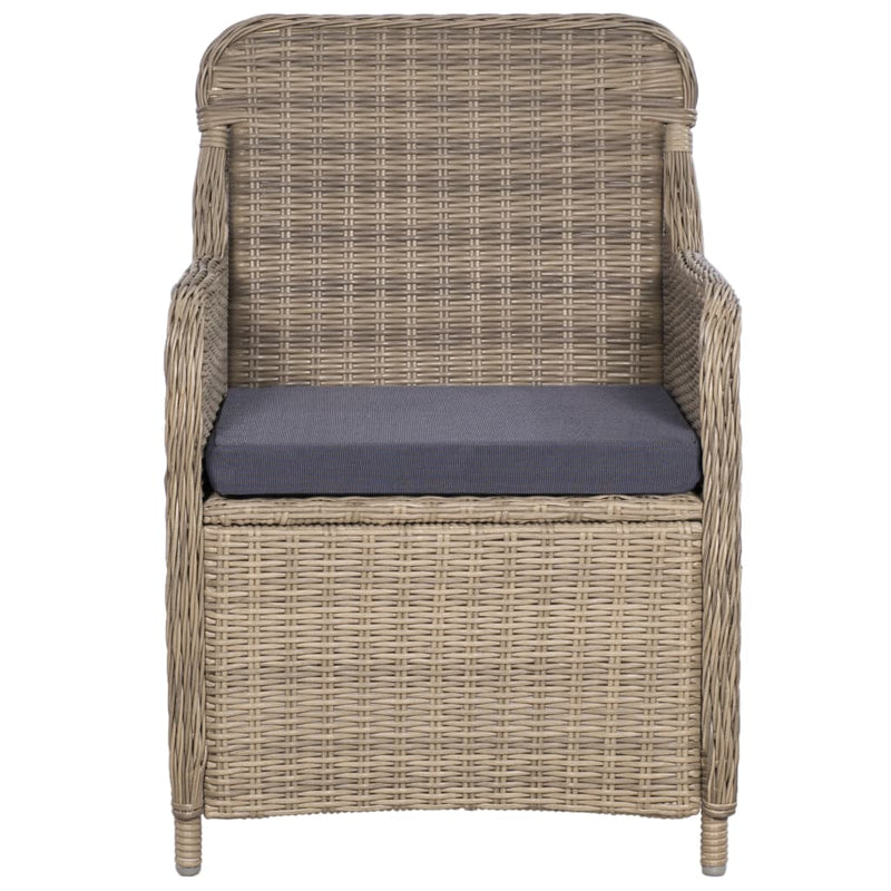 Outdoor Chairs with Cushions 2 pcs Poly Rattan Brown Payday Deals