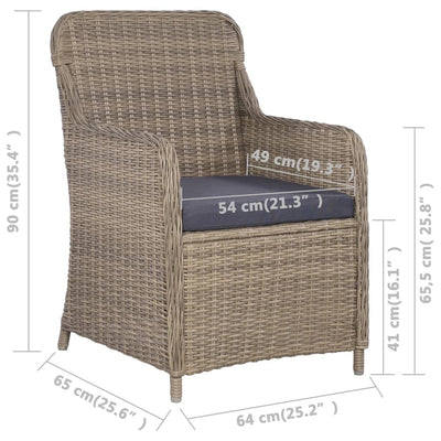 Outdoor Chairs with Cushions 2 pcs Poly Rattan Brown Payday Deals