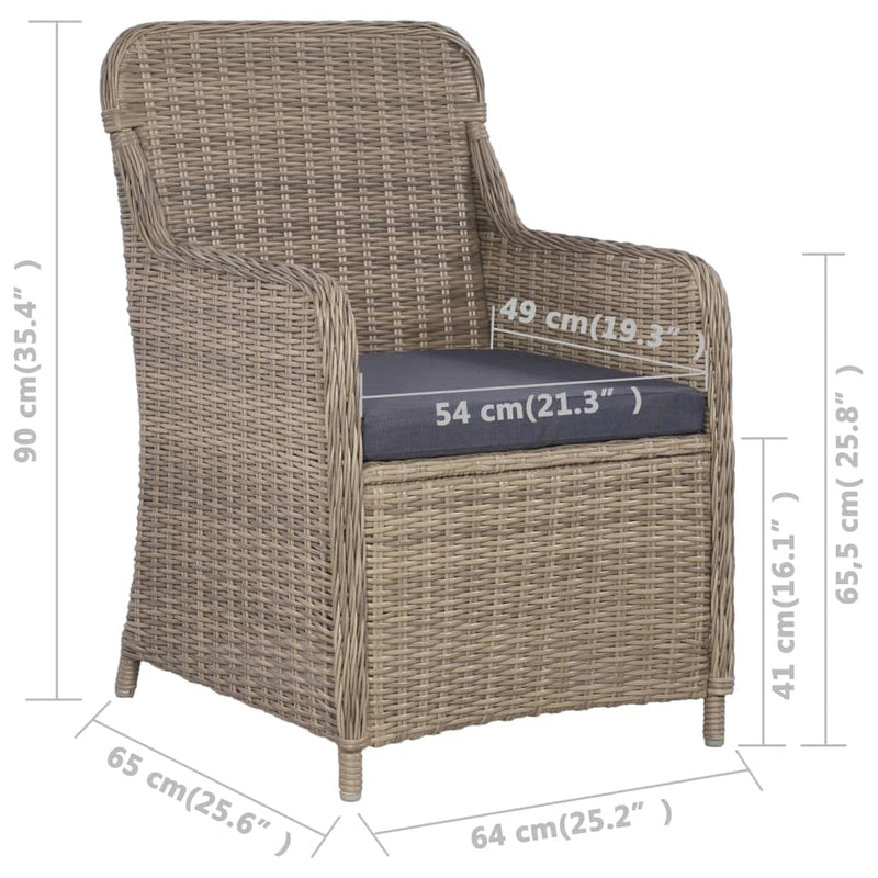 Outdoor Chairs with Cushions 2 pcs Poly Rattan Brown Payday Deals