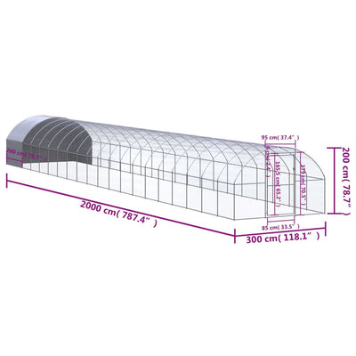 Outdoor Chicken Coop 3x20x2 m Galvanised Steel Payday Deals