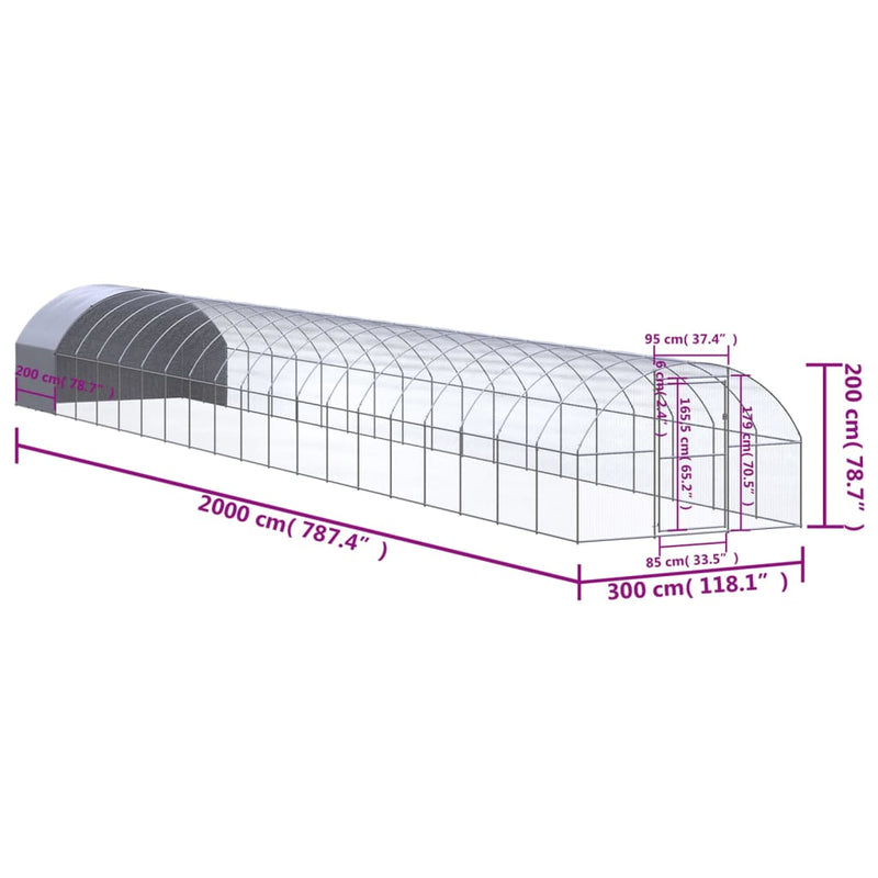 Outdoor Chicken Coop 3x20x2 m Galvanised Steel Payday Deals