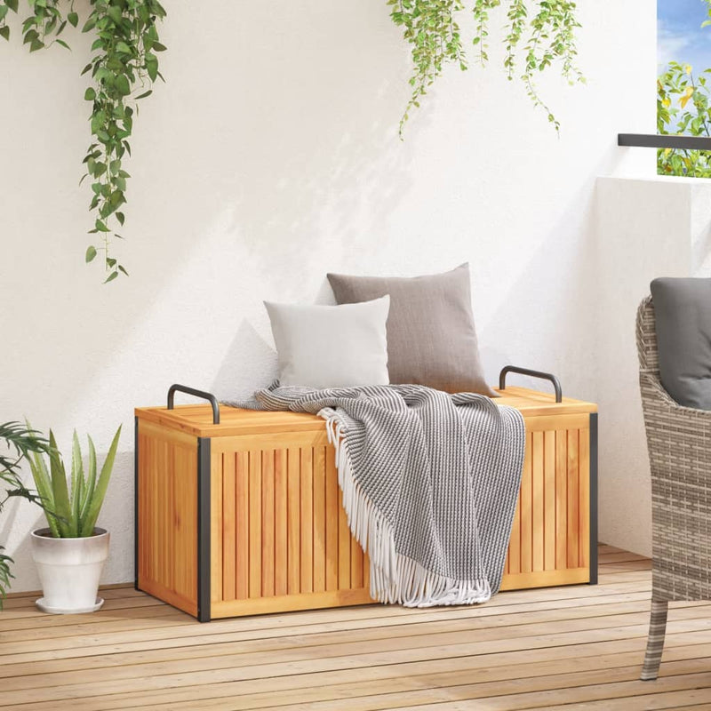 Outdoor Cushion Box 110x45x42/53 cm Solid Wood Acacia and Steel Payday Deals