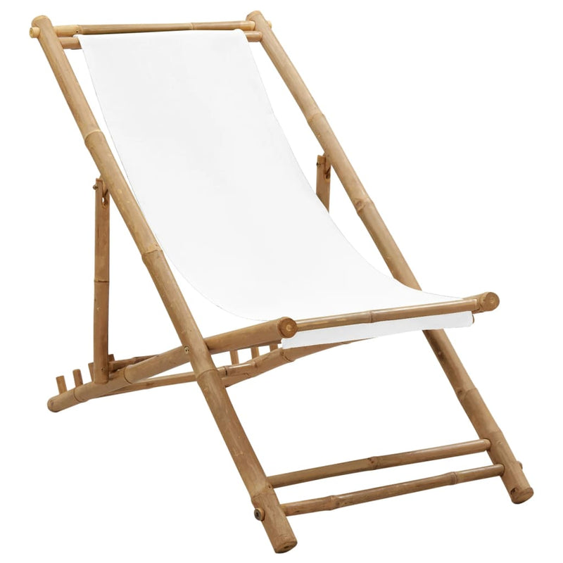Outdoor Deck Chair Bamboo and Canvas Payday Deals