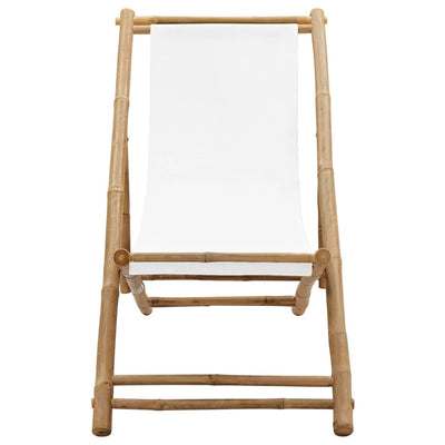 Outdoor Deck Chair Bamboo and Canvas Payday Deals