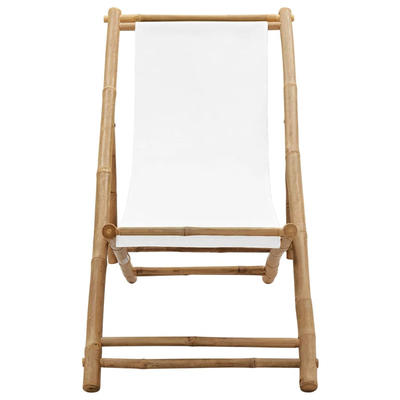 Outdoor Deck Chair Bamboo and Canvas Payday Deals