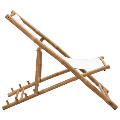 Outdoor Deck Chair Bamboo and Canvas Payday Deals