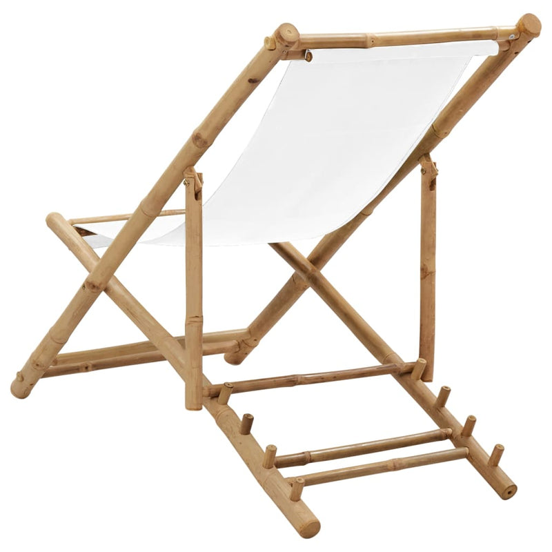 Outdoor Deck Chair Bamboo and Canvas Payday Deals