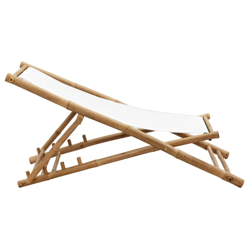 Outdoor Deck Chair Bamboo and Canvas Payday Deals
