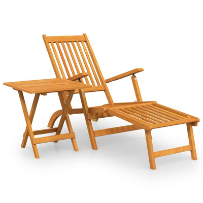 Outdoor Deck Chair with Footrest and Table Solid Wood Acacia Payday Deals