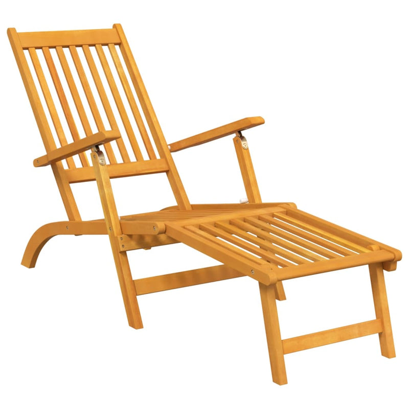 Outdoor Deck Chair with Footrest and Table Solid Wood Acacia Payday Deals