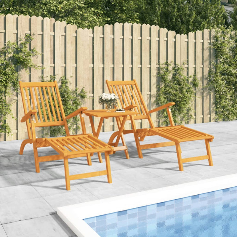 Outdoor Deck Chairs with Footrests 2 pcs Solid Wood Acacia Payday Deals