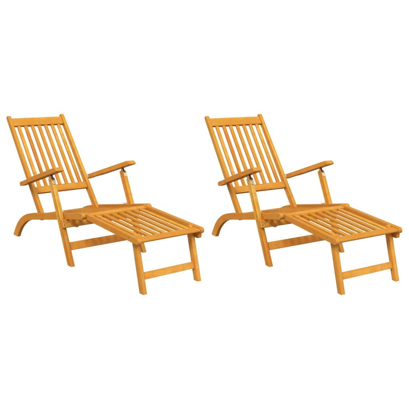 Outdoor Deck Chairs with Footrests 2 pcs Solid Wood Acacia Payday Deals