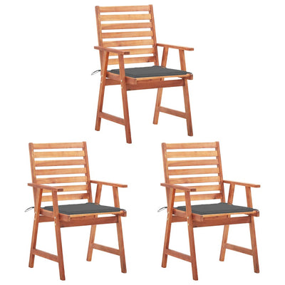 Outdoor Dining Chairs 3 pcs with Cushions Solid Acacia Wood Payday Deals