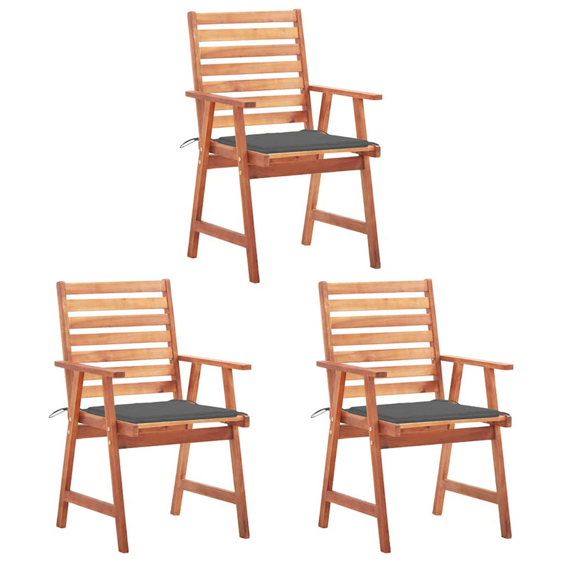 Outdoor Dining Chairs 3 pcs with Cushions Solid Acacia Wood Payday Deals