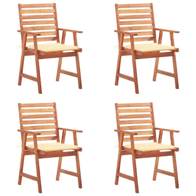 Outdoor Dining Chairs 4 pcs with Cushions Solid Acacia Wood Payday Deals