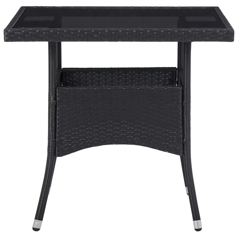 Outdoor Dining Table Black Poly Rattan and Glass Payday Deals