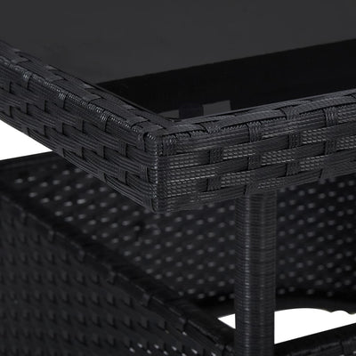 Outdoor Dining Table Black Poly Rattan and Glass Payday Deals