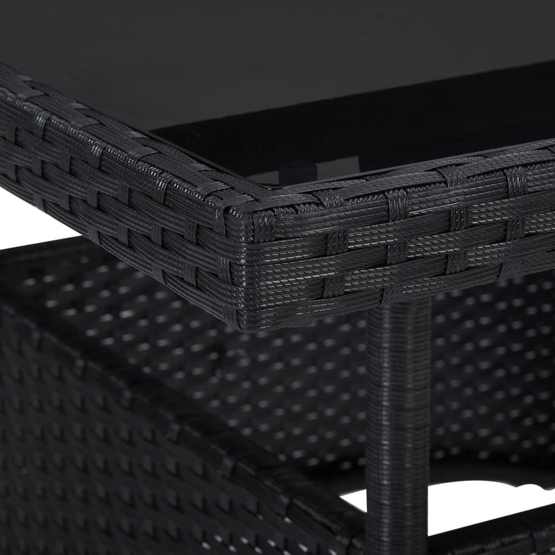 Outdoor Dining Table Black Poly Rattan and Glass Payday Deals