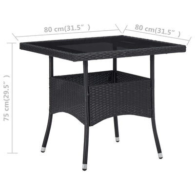 Outdoor Dining Table Black Poly Rattan and Glass Payday Deals