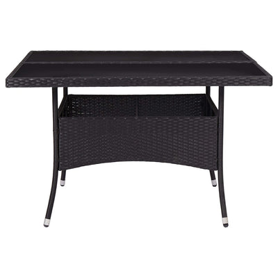 Outdoor Dining Table Black Poly Rattan and Glass Payday Deals