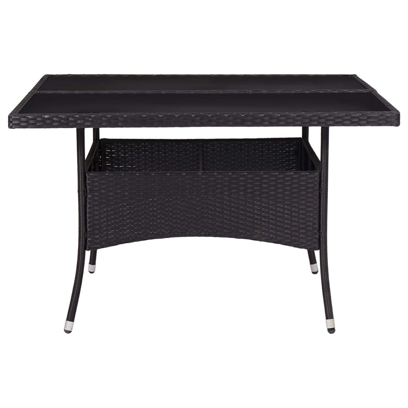 Outdoor Dining Table Black Poly Rattan and Glass Payday Deals