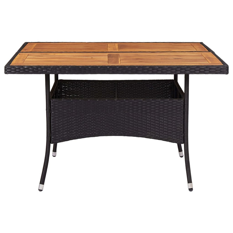 Outdoor Dining Table Black Poly Rattan and Solid Acacia Wood Payday Deals
