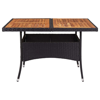 Outdoor Dining Table Black Poly Rattan and Solid Acacia Wood Payday Deals