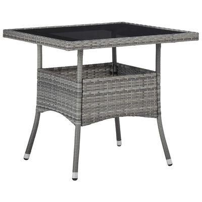 Outdoor Dining Table Grey Poly Rattan and Glass Payday Deals
