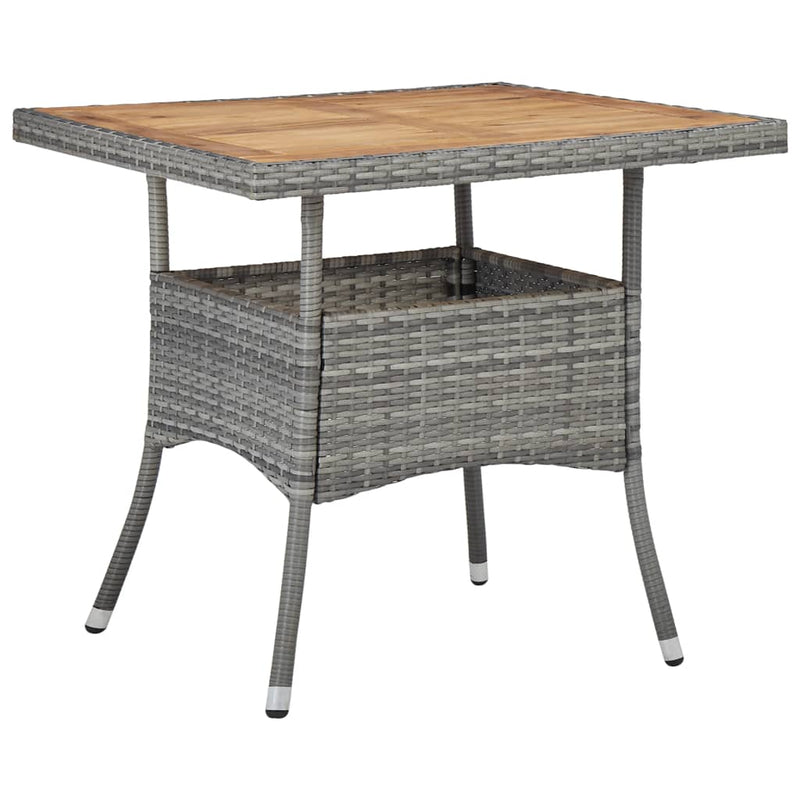Outdoor Dining Table Grey Poly Rattan and Solid Acacia Wood Payday Deals