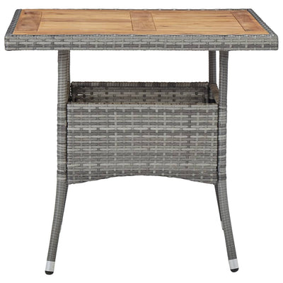 Outdoor Dining Table Grey Poly Rattan and Solid Acacia Wood Payday Deals