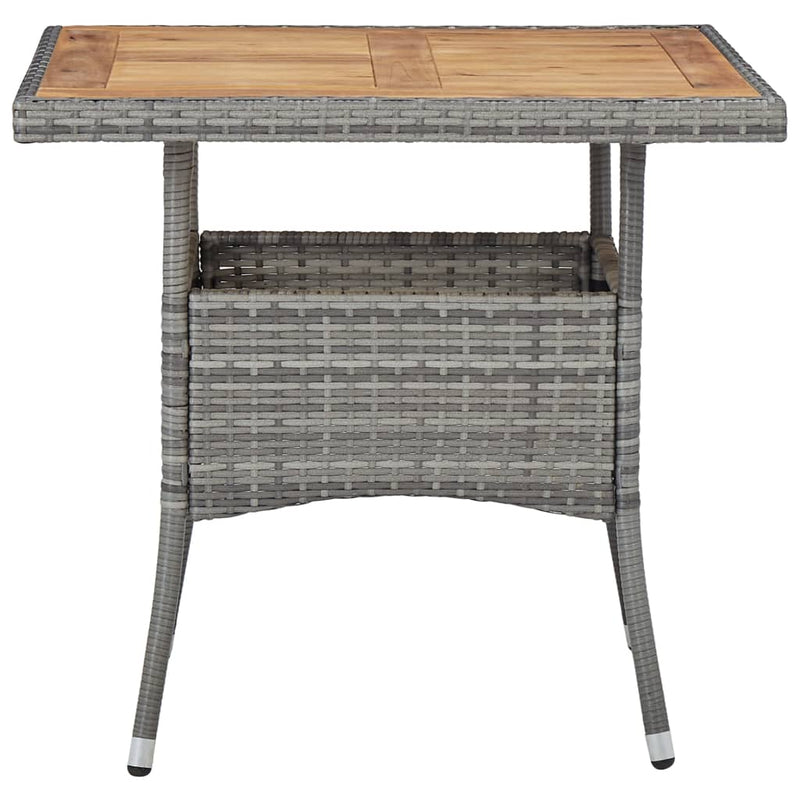 Outdoor Dining Table Grey Poly Rattan and Solid Acacia Wood Payday Deals