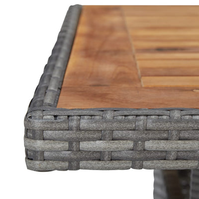 Outdoor Dining Table Grey Poly Rattan and Solid Acacia Wood Payday Deals