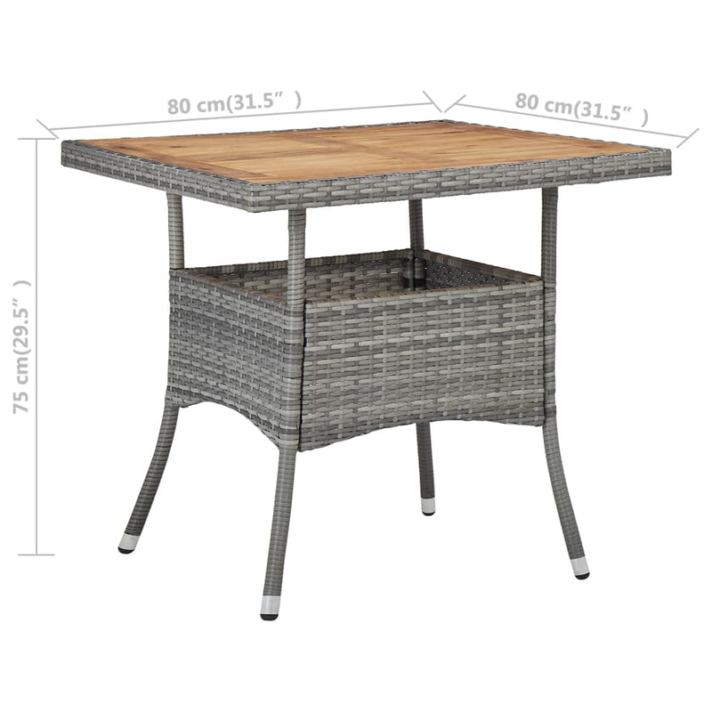 Outdoor Dining Table Grey Poly Rattan and Solid Acacia Wood Payday Deals