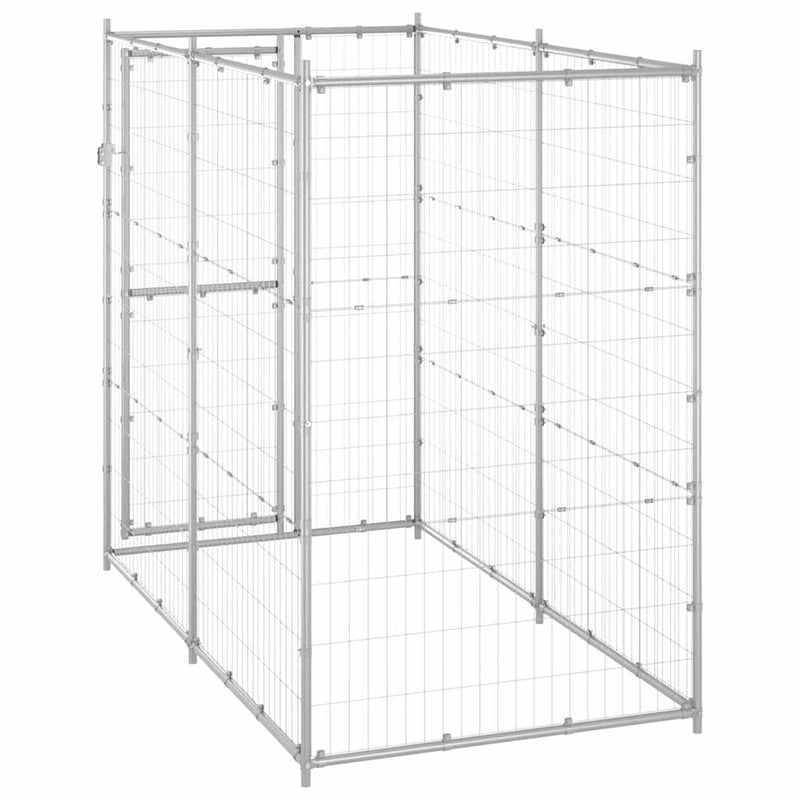 Outdoor Dog Kennel Galvanised Steel 110x220x180 cm Payday Deals