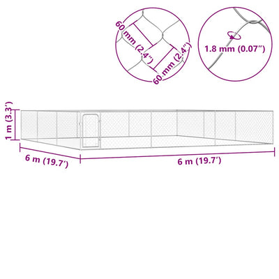 Outdoor Dog Kennel Galvanised Steel 6x6x1 m Payday Deals