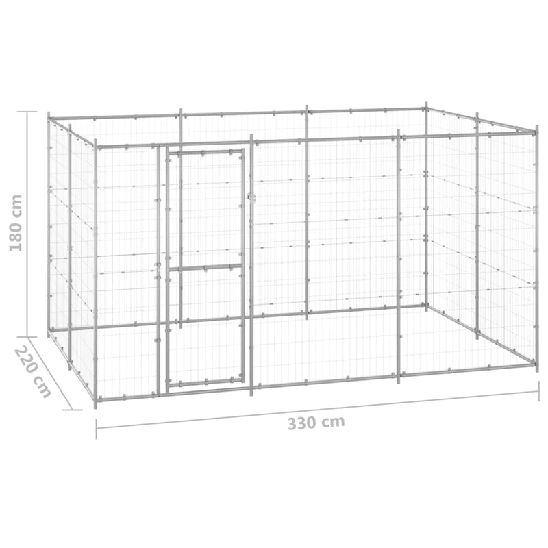 Outdoor Dog Kennel Galvanised Steel 7.26 m² Payday Deals