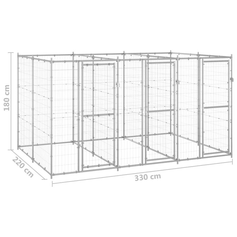 Outdoor Dog Kennel Galvanised Steel 7.26 m² Payday Deals