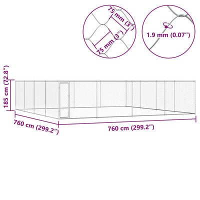 Outdoor Dog Kennel Galvanised Steel 760x760x185 cm Payday Deals