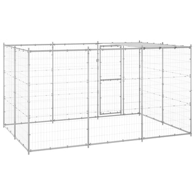 Outdoor Dog Kennel Galvanised Steel with Roof 7.26 m² Payday Deals