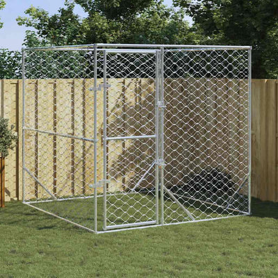 Outdoor Dog Kennel Silver 2x2x2 m Galvanised Steel Payday Deals