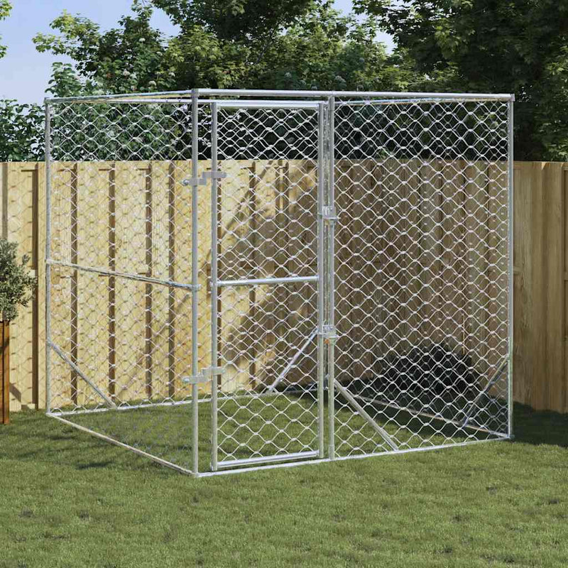 Outdoor Dog Kennel Silver 2x2x2 m Galvanised Steel Payday Deals