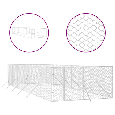 Outdoor Dog Kennel Silver 4x12x2 m Galvanised Steel Payday Deals